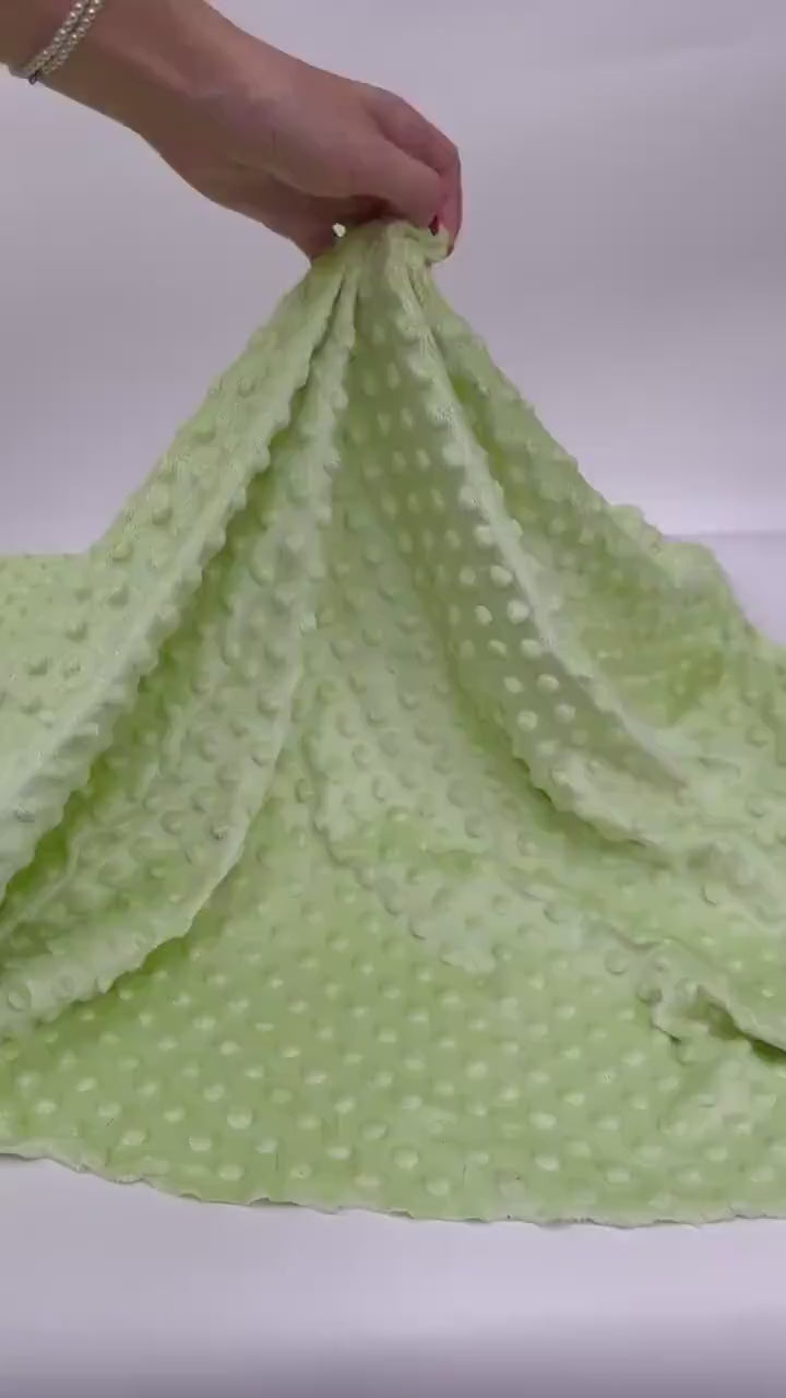 Sage Green Minky Dot Fleece Fabric by the Yard, Dimple Dot Minkee Fabric, Sage Green Plush Fabric for Blankets, Pillow Covers, Baby Blanket