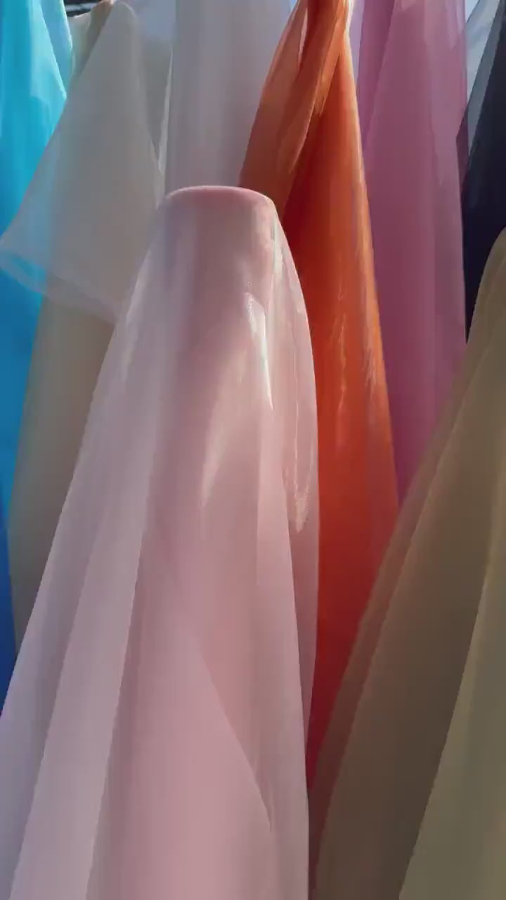 Sheer Crystal Organza Fabric – Lightweight Polyester, Wedding & Party Decor
