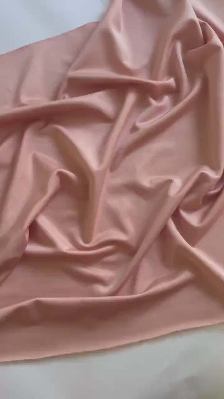 Blush Pink Shiny Milliskin Nylon Spandex Fabric by the Yard 60" Wide, 4-Way Stretch Blush Pink Spandex Fabric for Swimwear Gowns Costumes